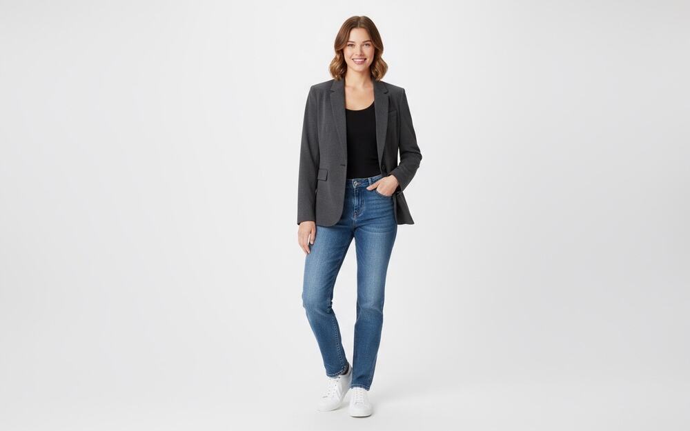 The Limited Collection Gray One Button Blazer Womens 6 Career Work Jacket